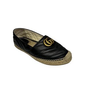 Gucci GG Marmont Quilted Nappa Leather Flats Charlotte Espadrilles 37 Black